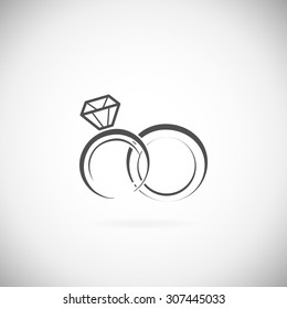 Wedding rings vector icon on a white background