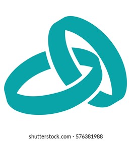 Wedding Rings vector icon symbol. Flat pictogram designed with cyan and isolated on a white background.