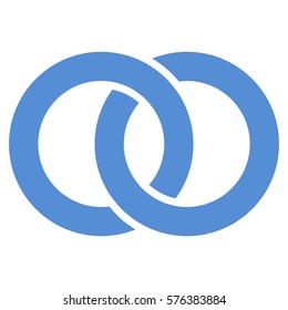 Wedding Rings vector icon symbol. Flat pictogram designed with blue and isolated on a white background.