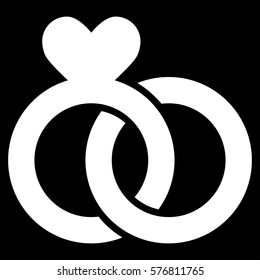 Wedding Rings vector icon symbol. Flat pictogram designed with white and isolated on a black background.