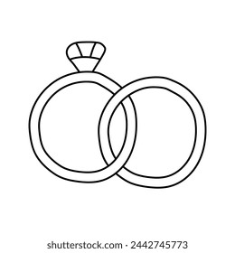 Wedding rings. Vector illustration in doodle style