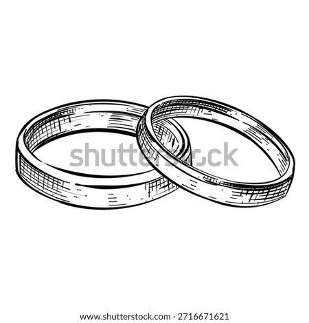 wedding rings vector line art hand drawn illustration