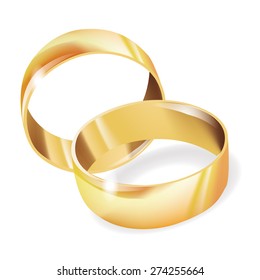 Wedding rings vector metal gold isolated on white background