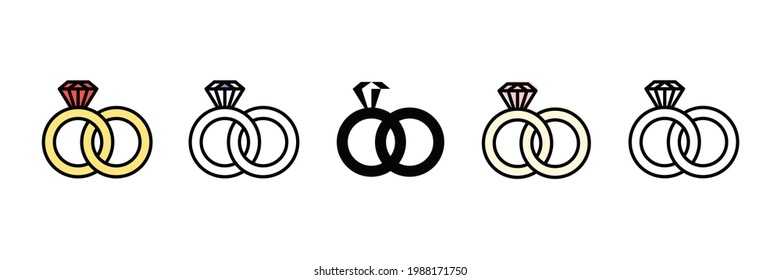 wedding rings vector type icon