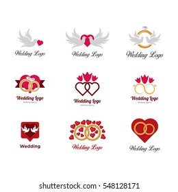 Wedding romance couple logo design concept