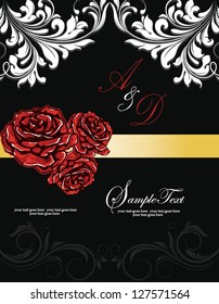wedding roses invitation card