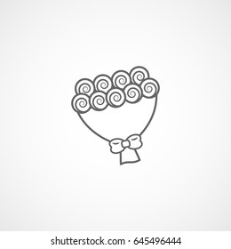 Wedding Roses Line Icon On White Background