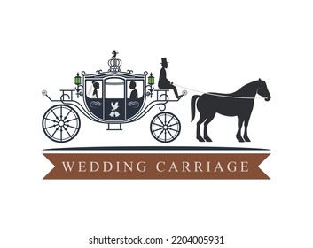 wedding royal carriage classic wagon logo template design for brand or company and other