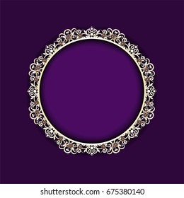 Wedding Royal frame on black pattern background, Vintage background, antique, victorian gold ornament