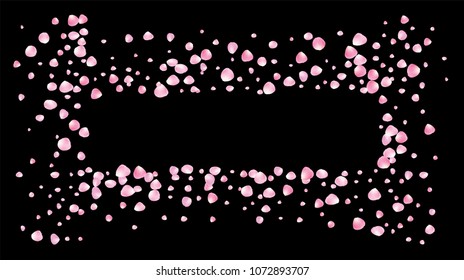 Wedding Sakura Cherry, Rose Petals Floral Confetti. Magic Vector Celebration Design. Elegant Sakura Cherry and Rose Confetti Falling Down. Nice Fragrant, Natural Cosmetics, Beauty Background.