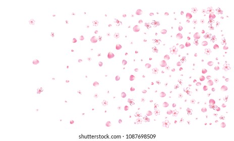 Wedding Sakura Cherry, Rose Petals Nice Confetti. Tender Vector Celebration Design. Soft Sakura Cherry and Rose Confetti Falling Down. Blooming Floral Design, Natural Cosmetics Background