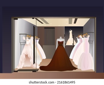 Salón de bodas. Ilustración vectorial. Salón de bodas de muestra. Interior Elegante.