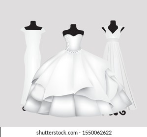 Wedding saloon dresses. vector illustration