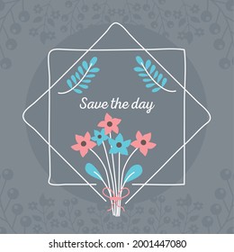Wedding save the date card with flowers