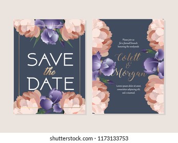 Boda GUARDAR las plantillas de invitación de tarjeta DATE. Ornamento floral. Ilustración del vector