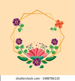 wedding save the date flowers border decoration vector illustration