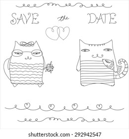 Wedding Save the date greetings. Inky hand drawn card for special occasions.