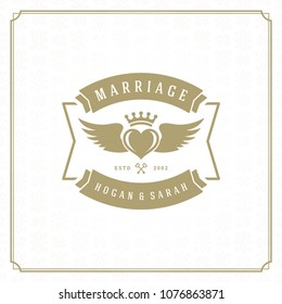 Wedding save the date invitation card vector illustration. Wedding invite title vintage design. Golden style and pattern background.