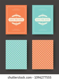Wedding save the date invitation cards vintage typographic. Wedding invite titles design. Vector elegant templates and patterns backgrounds.