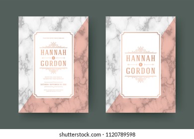 Wedding save the date invitation cards flourishes ornaments. Wedding invite title design. Vintage victorian frames and decorations. Vector elegant template.