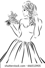 Wedding scetch. Bride on a white background. Vector EPS illustration