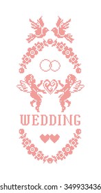 Wedding. Scheme of knitting and embroidery. Vector.