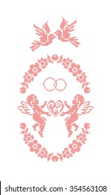Wedding. Scheme of knitting and embroidery. Vector.