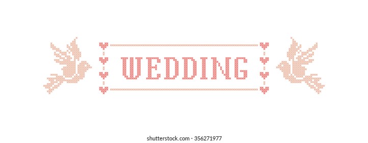 Wedding. Scheme of knitting and embroidery. Vector.