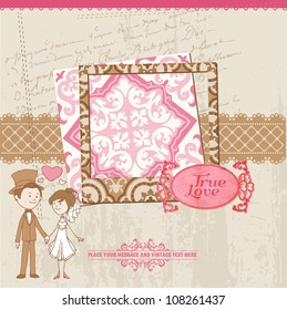 Wedding Scrapbook Card for design, invitation, congratulation in vector