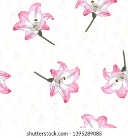 Wedding seamless pattern background of simple elements. Doodle hand drawn illustration vector.