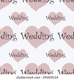 wedding seamless pattern with big pink heart