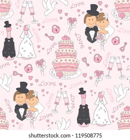 Wedding seamless pattern. Hand drawing