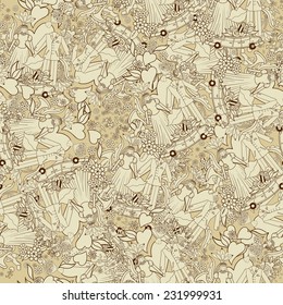 Wedding seamless texture. Hand drawn on the wedding elements.
