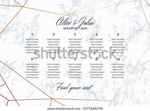 Wedding Seating Chart Poster Template Geometric Stock Vector ...