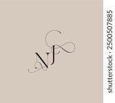 wedding serif monogram logo line and bold mix concept NJ beautiful initial letter