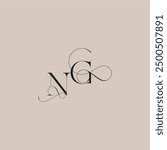 wedding serif monogram logo line and bold mix concept NG beautiful initial letter