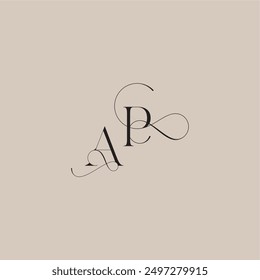 wedding serif monogram logo line and bold mix concept AP beautiful initial letter