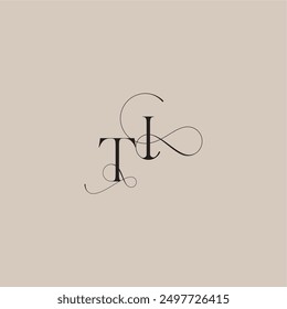 wedding serif monogram logo line and bold mix concept TI beautiful initial letter