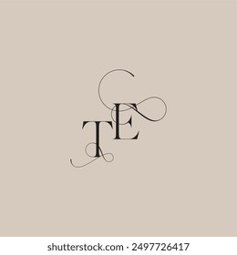 wedding serif monogram logo line and bold mix concept TE beautiful initial letter