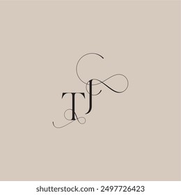 wedding serif monogram logo line and bold mix concept TJ beautiful initial letter