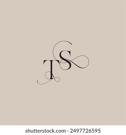 wedding serif monogram logo line and bold mix concept TS beautiful initial letter