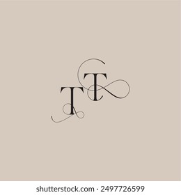 wedding serif monogram logo line and bold mix concept TT beautiful initial letter