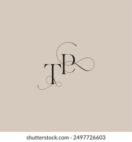 wedding serif monogram logo line and bold mix concept TP beautiful initial letter