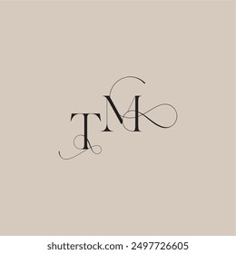 wedding serif monogram logo line and bold mix concept TM beautiful initial letter