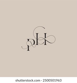wedding serif monogram logo line and bold mix concept PH beautiful initial letter