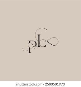 wedding serif monogram logo line and bold mix concept PL beautiful initial letter