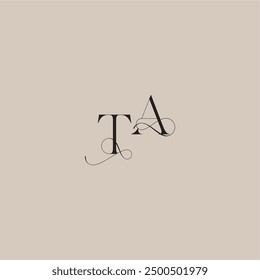 wedding serif monogram logo line and bold mix concept TA beautiful initial letter