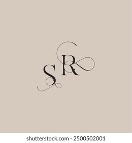 wedding serif monogram logo line and bold mix concept SR beautiful initial letter