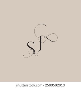 wedding serif monogram logo line and bold mix concept SJ beautiful initial letter