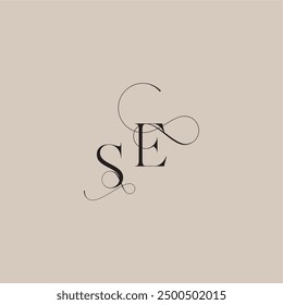 wedding serif monogram logo line and bold mix concept SE beautiful initial letter